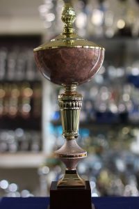 coppa oro tazza smaltata rosa antico