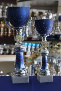 coppe argento tazza smaltata blu