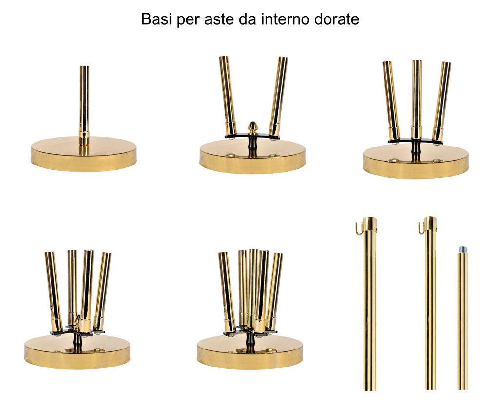 basi e aste dorate per interno